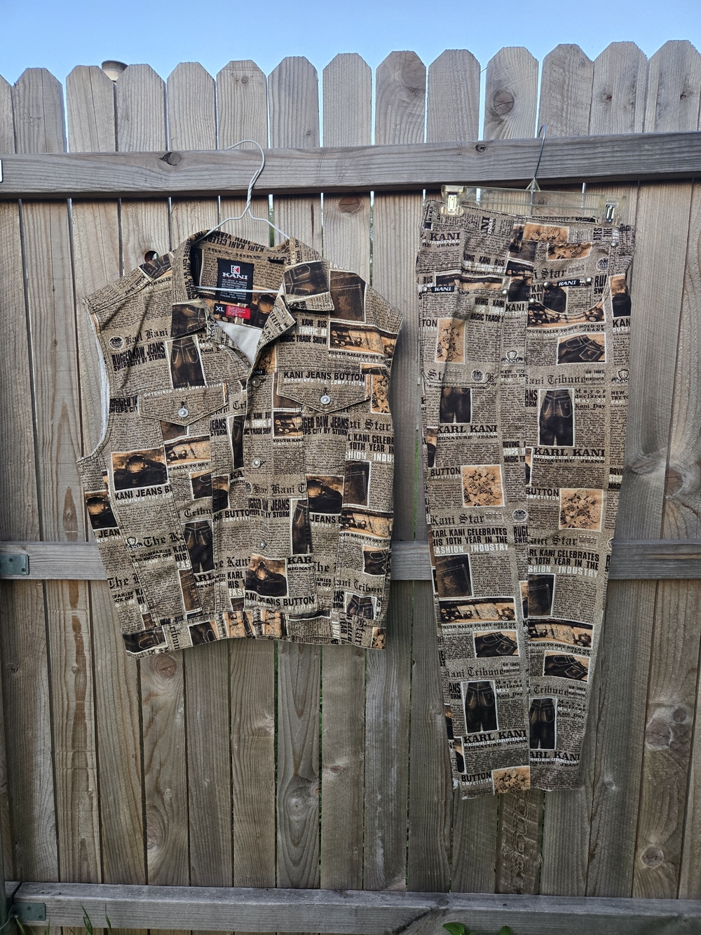 Karl Kani Brown & Tan Vintage Newspaper-Print Denim Set